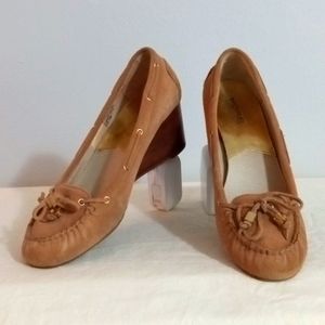 michael MICHAEL KORS RORY WALNUT SUEDE LOAFER WEDGES 10